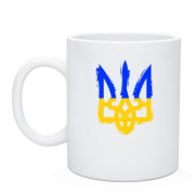 Чашка с тризубом в цвете украинского флага