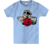 Детская футболка c долларами и розой