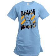Подовжена футболка з плюшевим ведмедиком "black wahite"