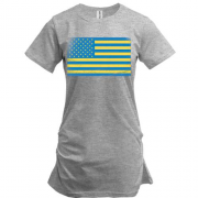 Подовжена футболка "Український прапор США"