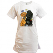 Подовжена футболка з трьома собаками