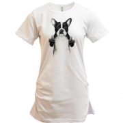 Подовжена футболка з бульдогом "f*ck off"