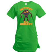Подовжена футболка з роботом "Destroy all humans"