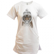Подовжена футболка з тигром у шапочці
