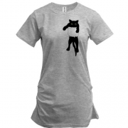 Подовжена футболка з котиком у кишені
