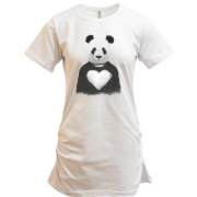 Подовжена футболка з пандою з серцем на грудях