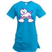 Подовжена футболка "Котик на веселці"