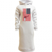 Женская толстовка-платье с американским флагом, девочкой и волками