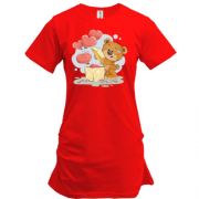 Подовжена футболка "Плюшевий ведмедик із серцями"