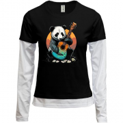 Комбинированный лонгслив "Панда с гитарой"