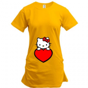 Подовжена футболка Kitty з серцем