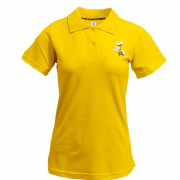 Жіноча футболка-поло з бавовною (міні на грудях) (Вишивка)