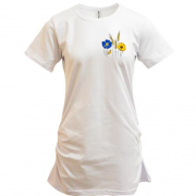 Подовжена футболка колоски з квітами АРТ (Вишивка)