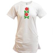 Подовжена футболка квітковий міні Орнамент (Вишивка)