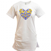 Подовжена футболка з серцем із візерунків із квітами (Вишивка)