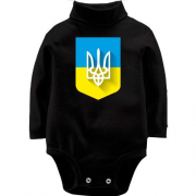 Детское боди LSL с Тризубом на фоне украиского флага