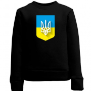 Детский свитшот с Тризубом на фоне украиского флага