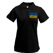 Жіноча футболка-поло "Прапор України у вигляді хвиль"