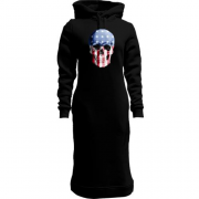 Женская толстовка-платье "Череп в цветах флага США"