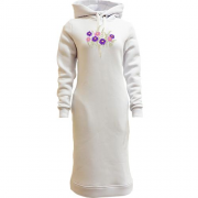 Женская толстовка-платье Фиолетовые астры (Вышивка)