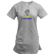 Подовжена футболка з вишивкою Support Ukraine (Вишивка)