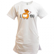 Подовжена футболка з собачкою "I love you"