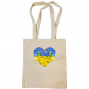Сумка шопер Серце із жовто-блакитних квітів
