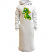 Женская толстовка-платье с маленькими зеленым дракончиком