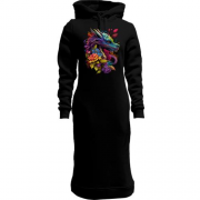 Женская толстовка-платье Дракон в цветах