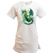 Подовжена футболка Зелений акварельний дракон