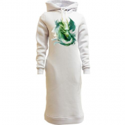 Женская толстовка-платье Зеленый акварельный дракон