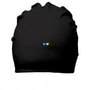 Хлопковая шапка желто-синие сердечки (мини принт)