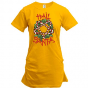 Подовжена футболка з різдвяним вінком "Hail Santa"