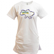 Подовжена футболка Ukraine з мапою (Вишивка)
