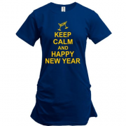Подовжена футболка Keep calm and Happy New Year