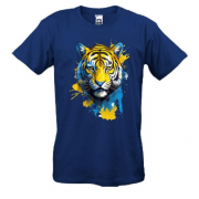 Футболка з тигром у жовто-синіх фарбах