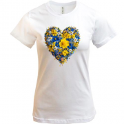 Футболка Серце із жовто-синіх квітів (3)