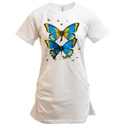 Подовжена футболка з жовто-синіми метеликами (2)