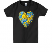 Детская футболка Сердце из желто-синих цветов (2)
