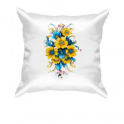 Подушка Жовто-синій квітковий арт (2)