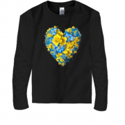 Детская футболка с длинным рукавом Сердце из желто-синих цветов (2)