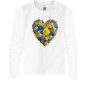 Детская футболка с длинным рукавом Сердце из желто-синих цветов (3)