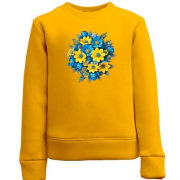 Дитячий світшот з жовто-синім букетом квітів (АРТ)