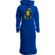 Женская толстовка-платье с Желто-синим львом