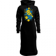Жіноча толстовка-плаття Жовто-синій квітковий арт