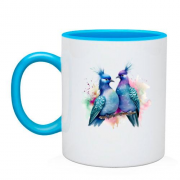 Чашка з парою декоративних голубів