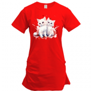 Подовжена футболка із закоханими кішечками (2)