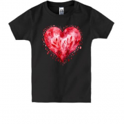 Детская футболка Акварельное сердце с узорами