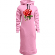 Женская толстовка-платье с нарисованой розой