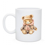 Чашка з плюшевим ведмедиком у шарфі